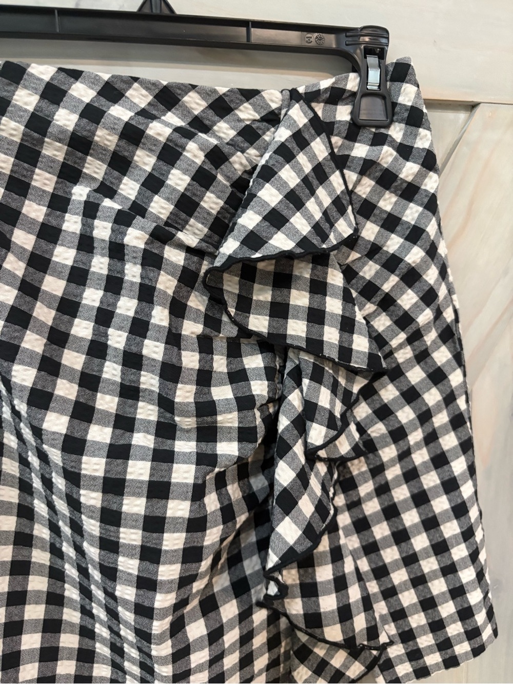 Black and Cream Gingham Ruffle Skirt - Picture 2 of 6